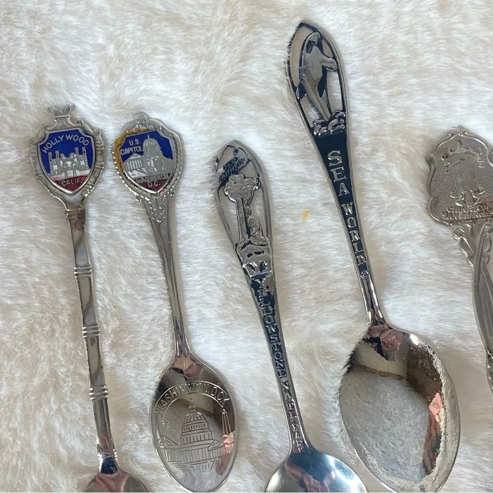 Vintage Souvenir Spoons Assorted Lot Set of 17 Crafting Projects Jewelry Making